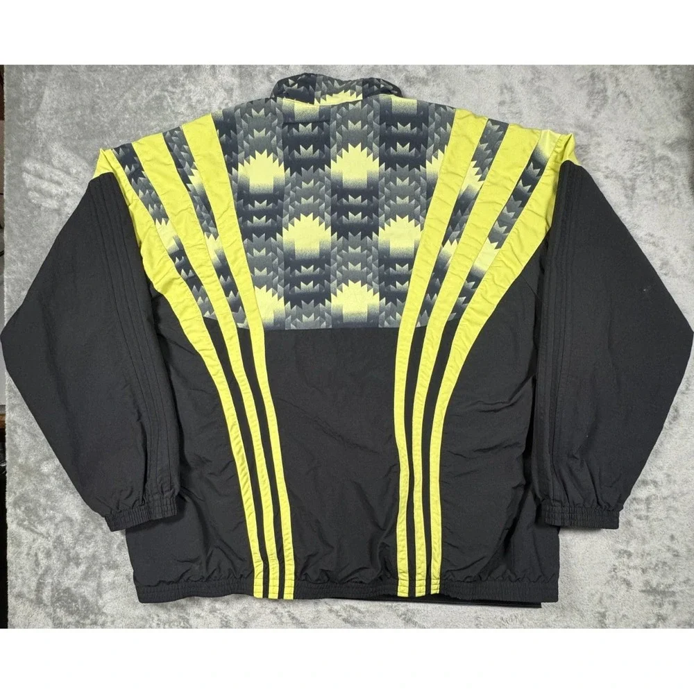 Adidas Football Track Jacket Mens 2XL Retro Soccer Windbreaker Aztec Neon FM3417